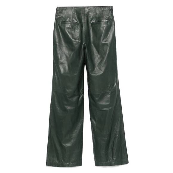 Ulla Johnson Lotti Leather Wide Leg Pants in Jasper Dark Green 0 - Picture 5 of 5